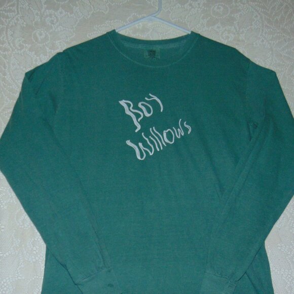 Boy Willows Comfort Colors T Shirt Men's Green Long Sleeve Small Cotton NWOT - Picture 3 of 6